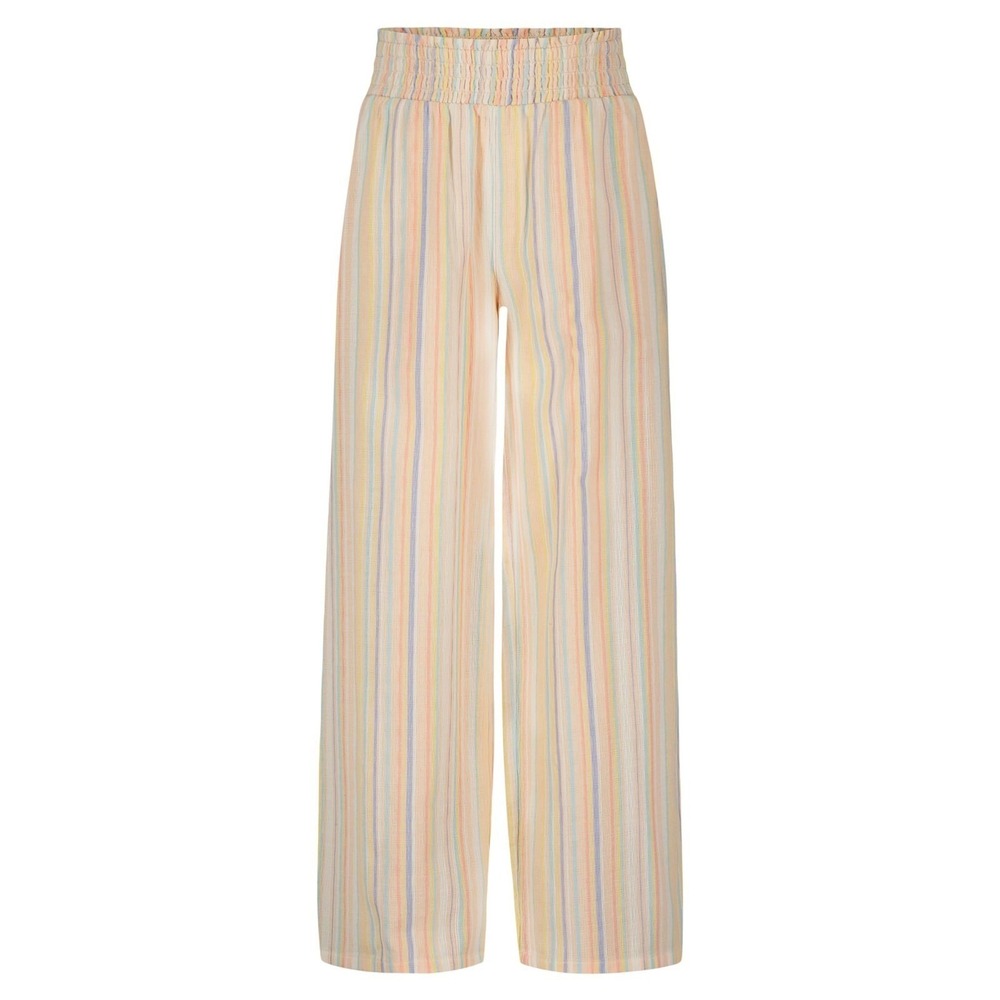 NWT Billabong Girls New Waves Wide Leg Pants Soft Peach Striped Elastic Waist M